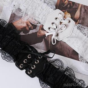 腰封女宽黑白色夏季韩版时尚复古配连衣裙西装蕾丝边百搭ins腰带