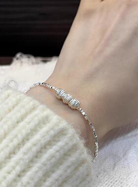 ESEELMI 925纯银手链女简约百搭轻奢小众设计ins风高级感银手链