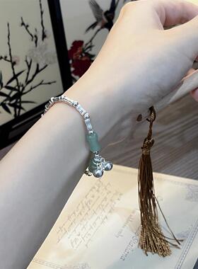 ESEELMI 设计925纯银竹节铃铛手链轻奢精致小众古风手串