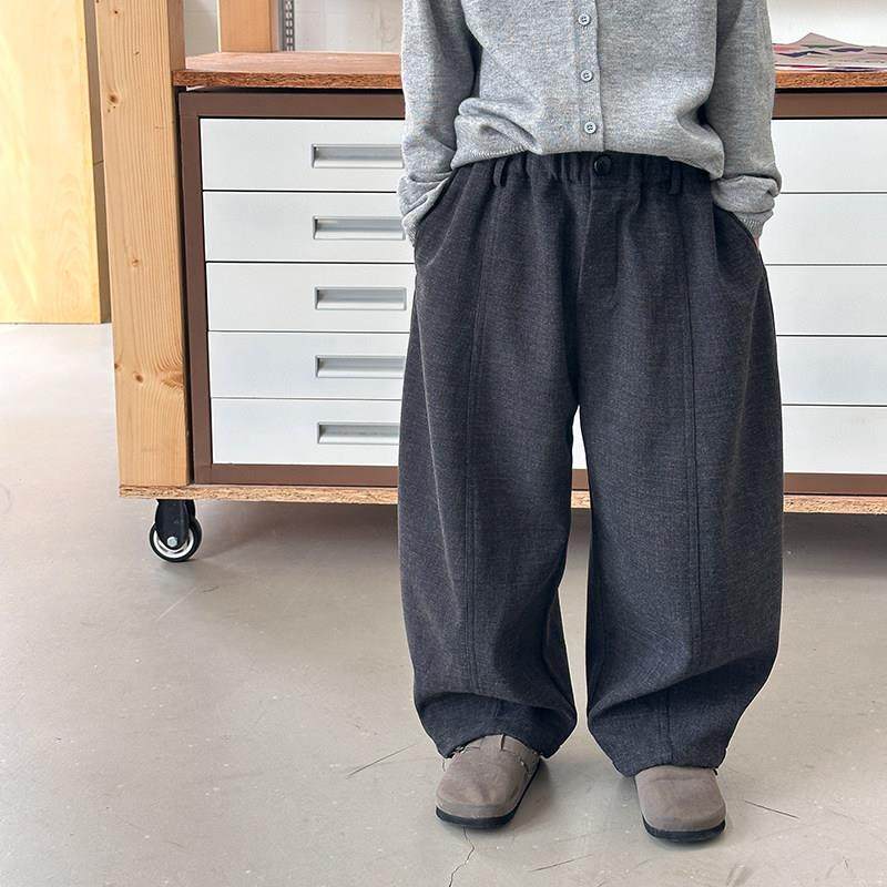 男童水洗棉休闲裤儿童秋装裤子宝宝宽松直筒纯色拼接西装裤