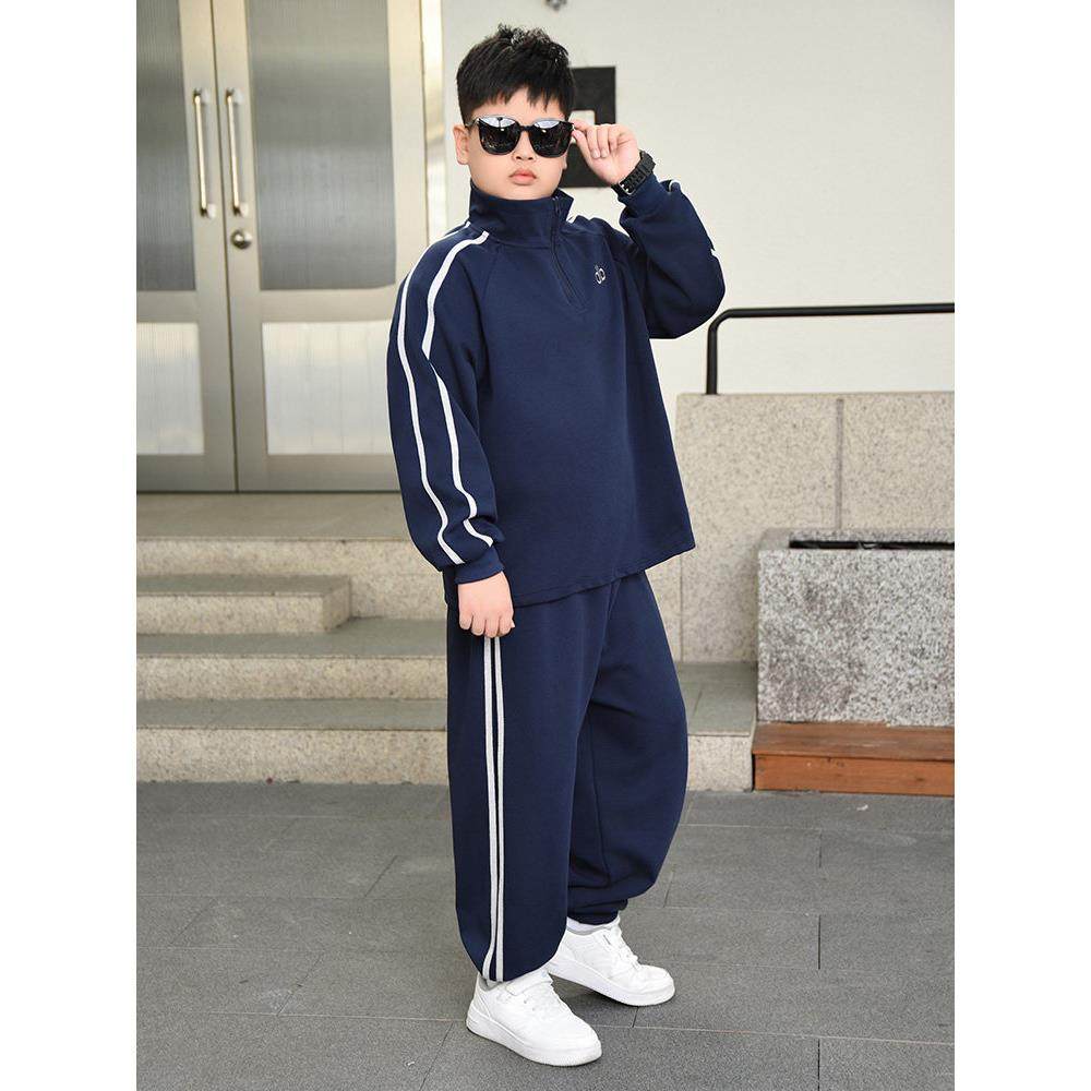 胖男童卫衣套装春秋中大童加肥加大青少年宽松大码运动长裤两件套
