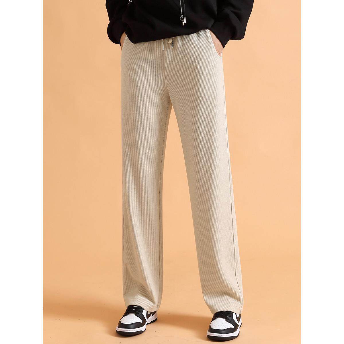 窄版直筒糯米裤女秋冬加绒新款垂感小个子慵懒九分阔腿裤休闲卫裤