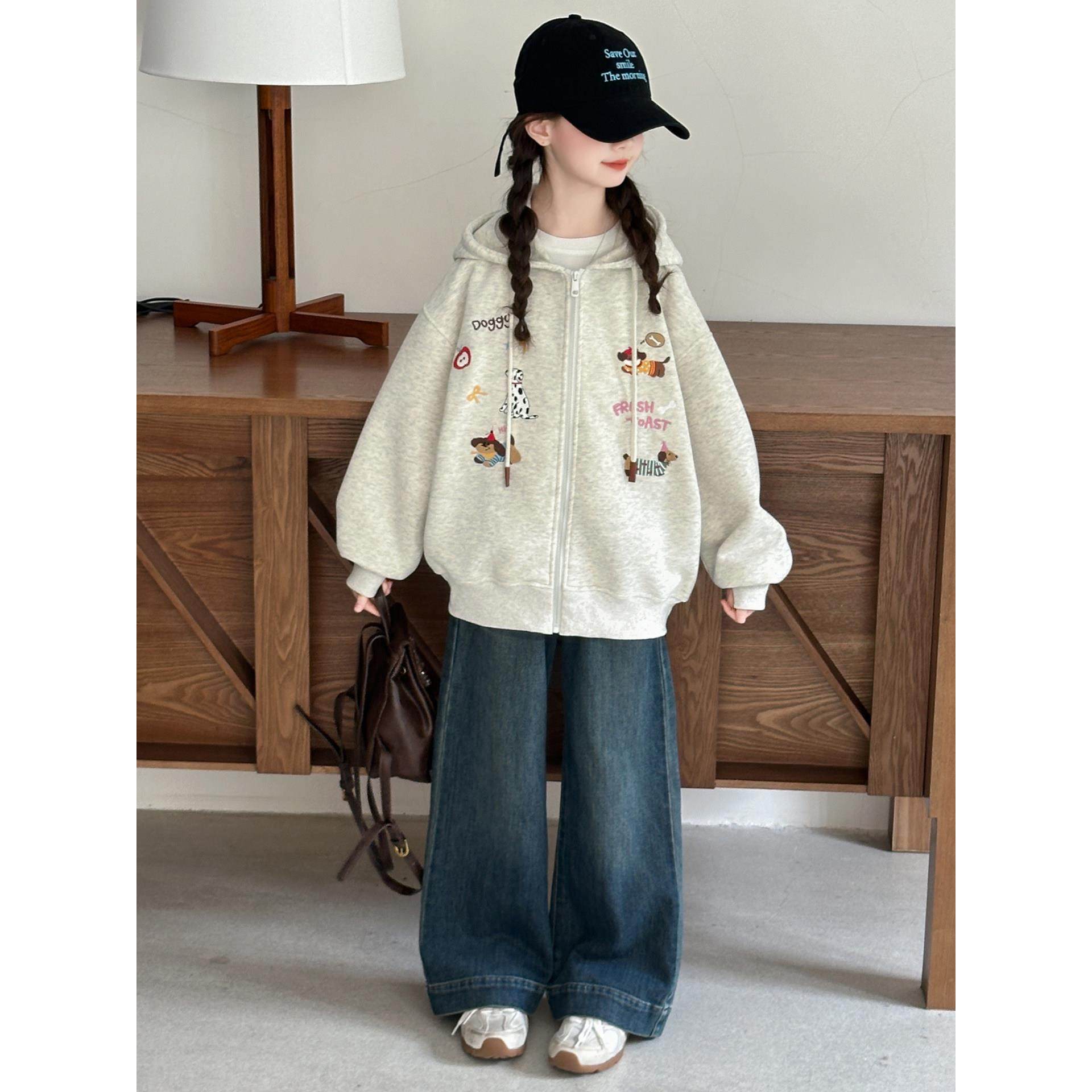 女童秋装休闲外套2025新款洋气春秋款连帽卫衣初中生女孩开衫上衣,女装/女士精品,短外套,淘宝优惠券,粉丝福利购,淘宝优惠卷