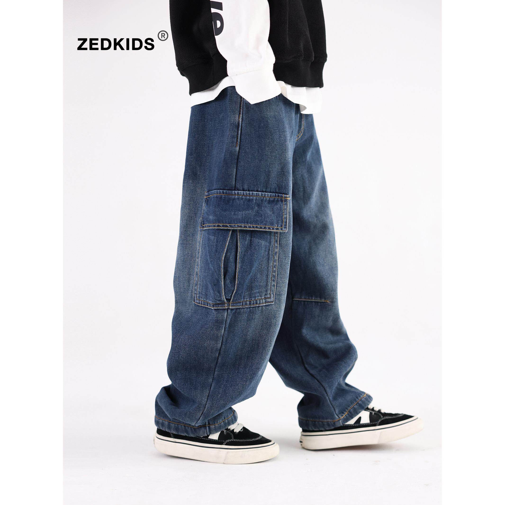 张恩朵童装男童加绒牛仔裤冬季帅气男孩加厚奥利绒超软牛仔工装款