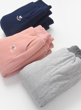 厚实的小棉裤 儿童绗缝夹棉保暖裤 女童宽松休闲卫裤 冬款 中小童