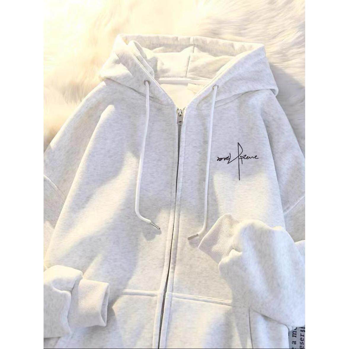 中大童纯棉春秋冬连帽开衫卫衣2025新款男女童字母宽松慵懒风外套