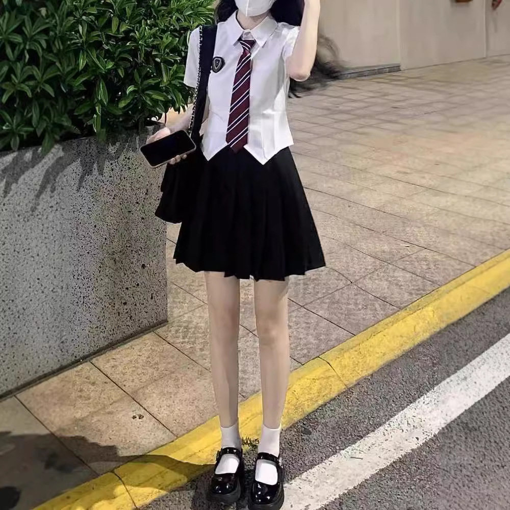 熊二jk纯欲风制服套装夏季短袖衬衫辣妹日系学院风校供感百褶裙全