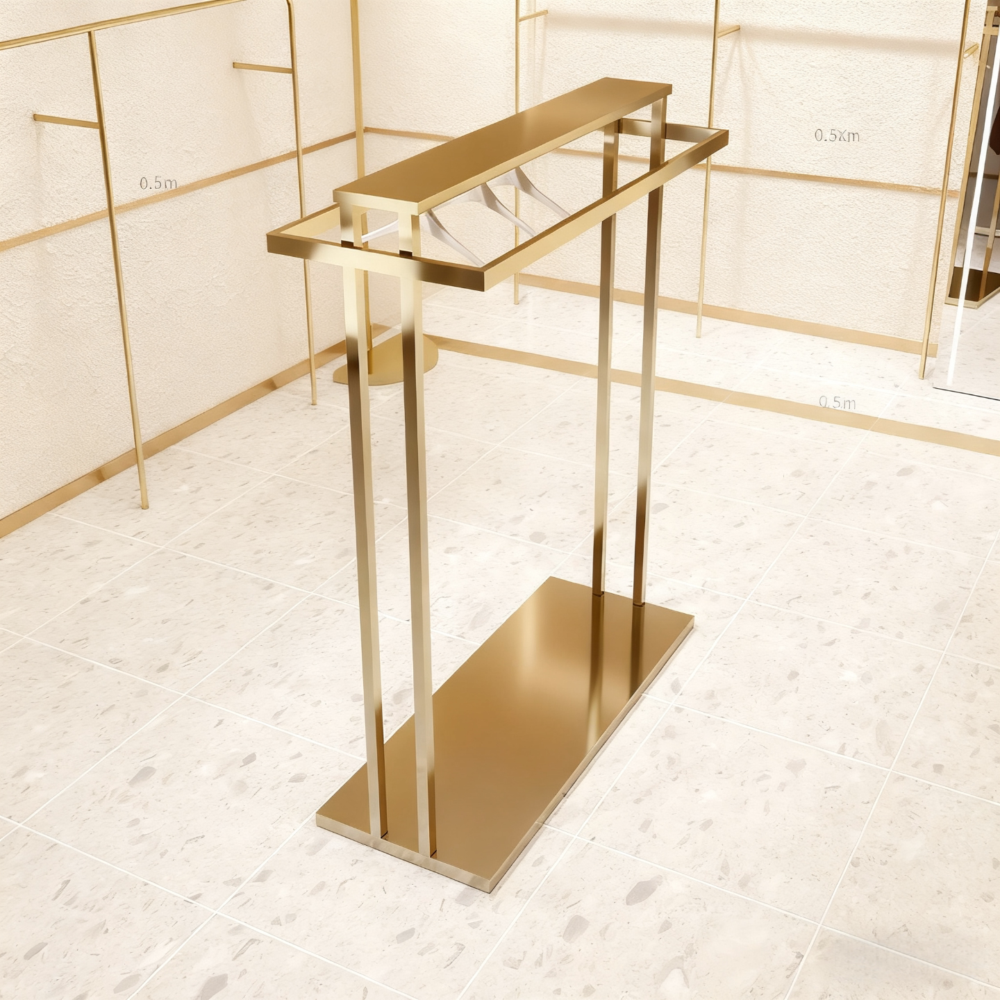 服装店展示架不锈钢钛金中间双排中岛挂衣服架女装店专用陈列货架