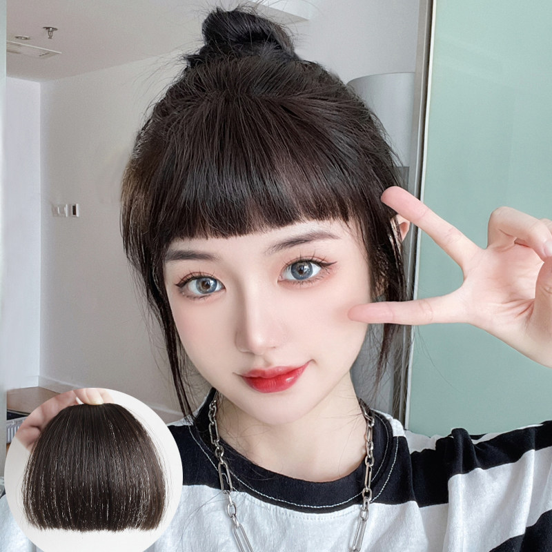 真发眉上刘海假发女自然假刘海齐刘海假发片发际线前额假刘海头帘