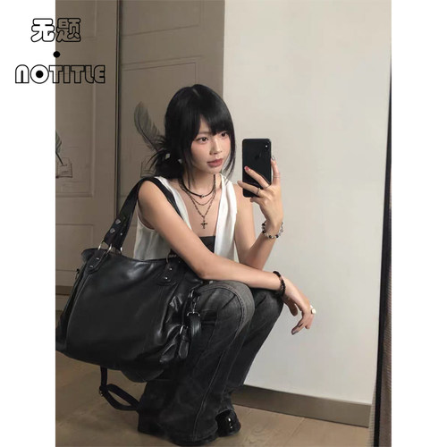 美式复古大容量软皮托特包