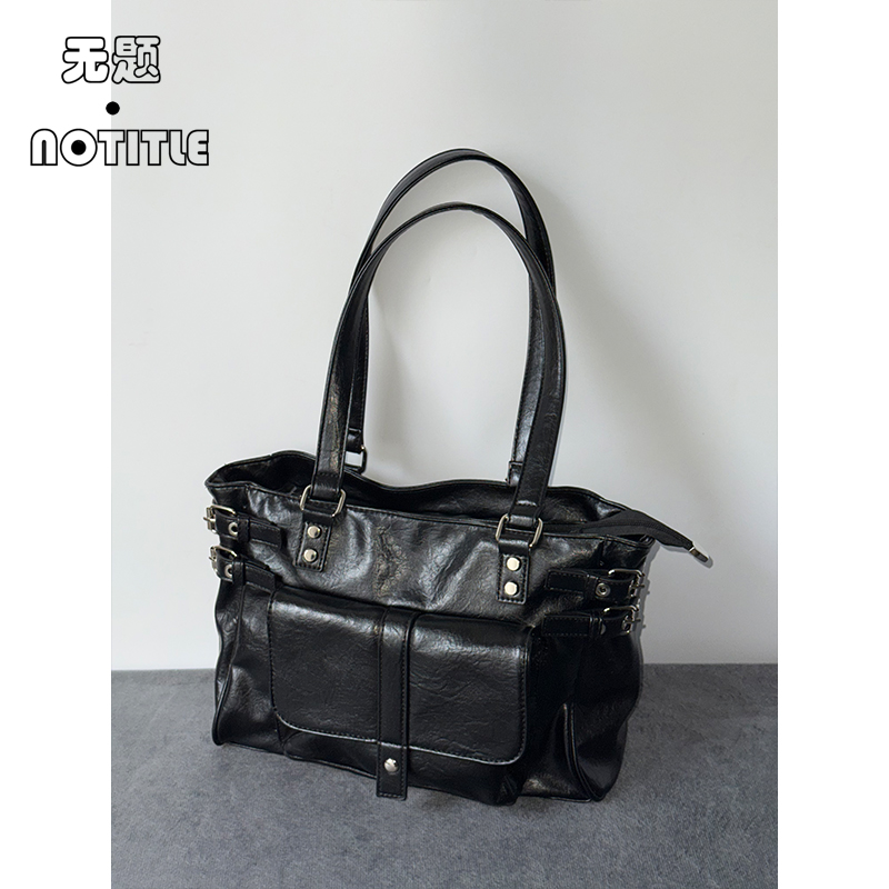 美式复古辣妹机车软皮托特包