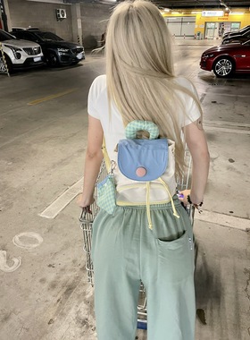 彩色多巴胺包包夏日纽扣可爱双肩包学院风迷你小包包 无题notitle