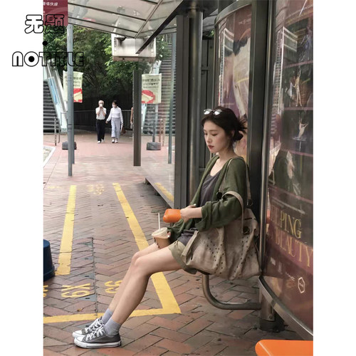 美式复古麂皮铆钉扣托特包