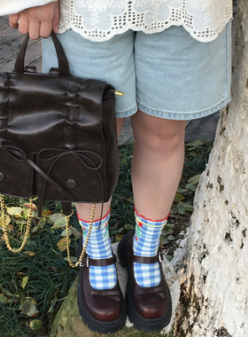 美式学院蝴蝶结软皮双肩包褶皱感大容量手提包学院风 无题notitle