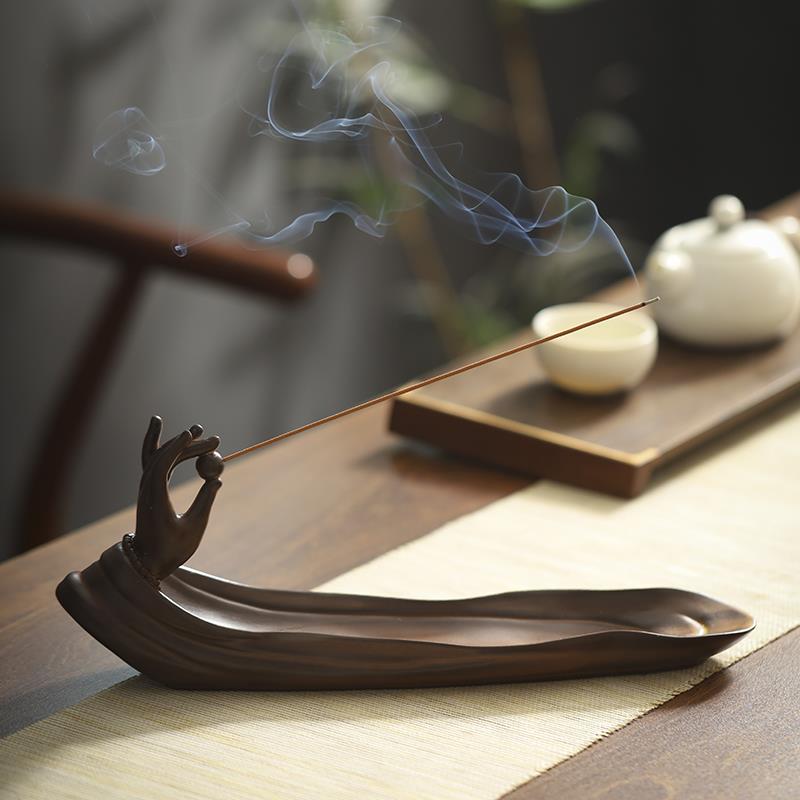 腾云 陶瓷香炉线香插家用室内创意香座沉檀香卧香禅意香薰炉复古