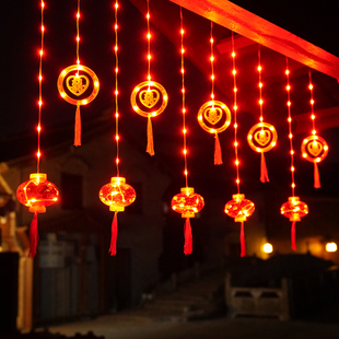 2022彩灯福字led灯春节灯笼装饰灯过年串灯新年阳台挂灯家用闪灯