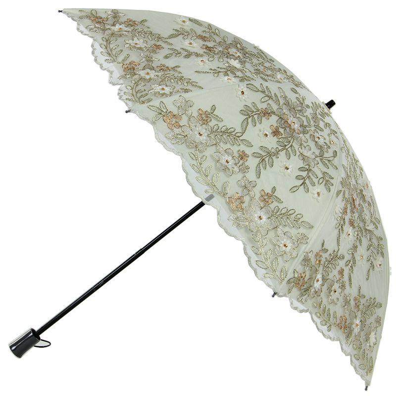 好梦太阳伞女防晒防紫外线蕾丝刺绣二折绣花遮阳彩胶公主晴雨8217