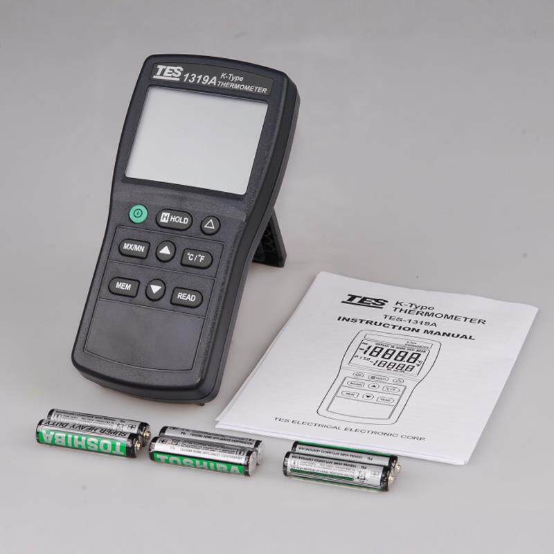 台湾泰仕TES-1319A接触式K型温度计模具测温工业用温度仪TES1319A