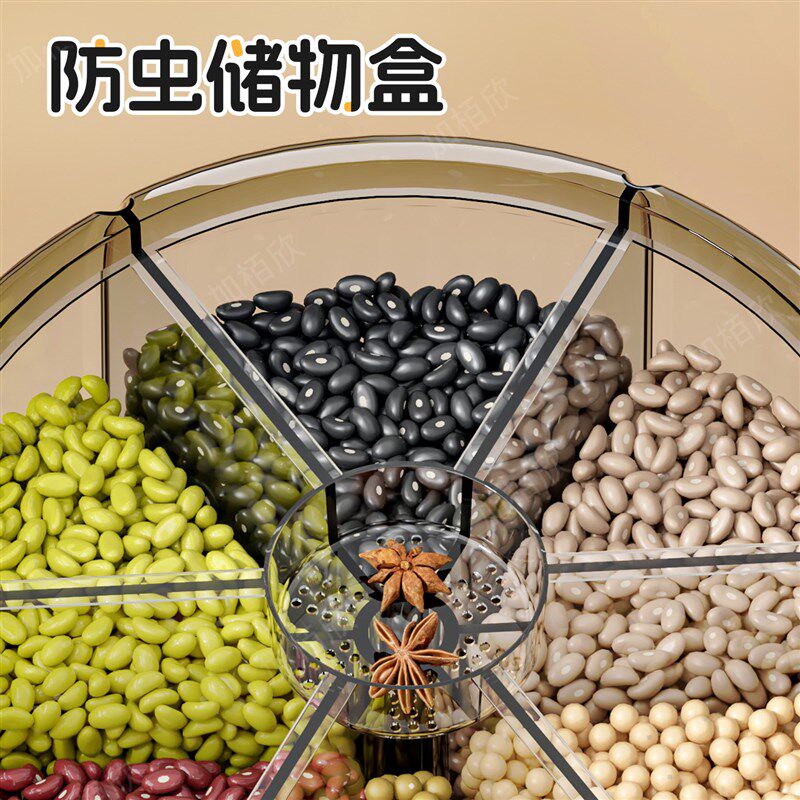 2025新款家用可旋转杂粮桶带盖防虫防潮密封五谷杂粮收纳盒储存罐