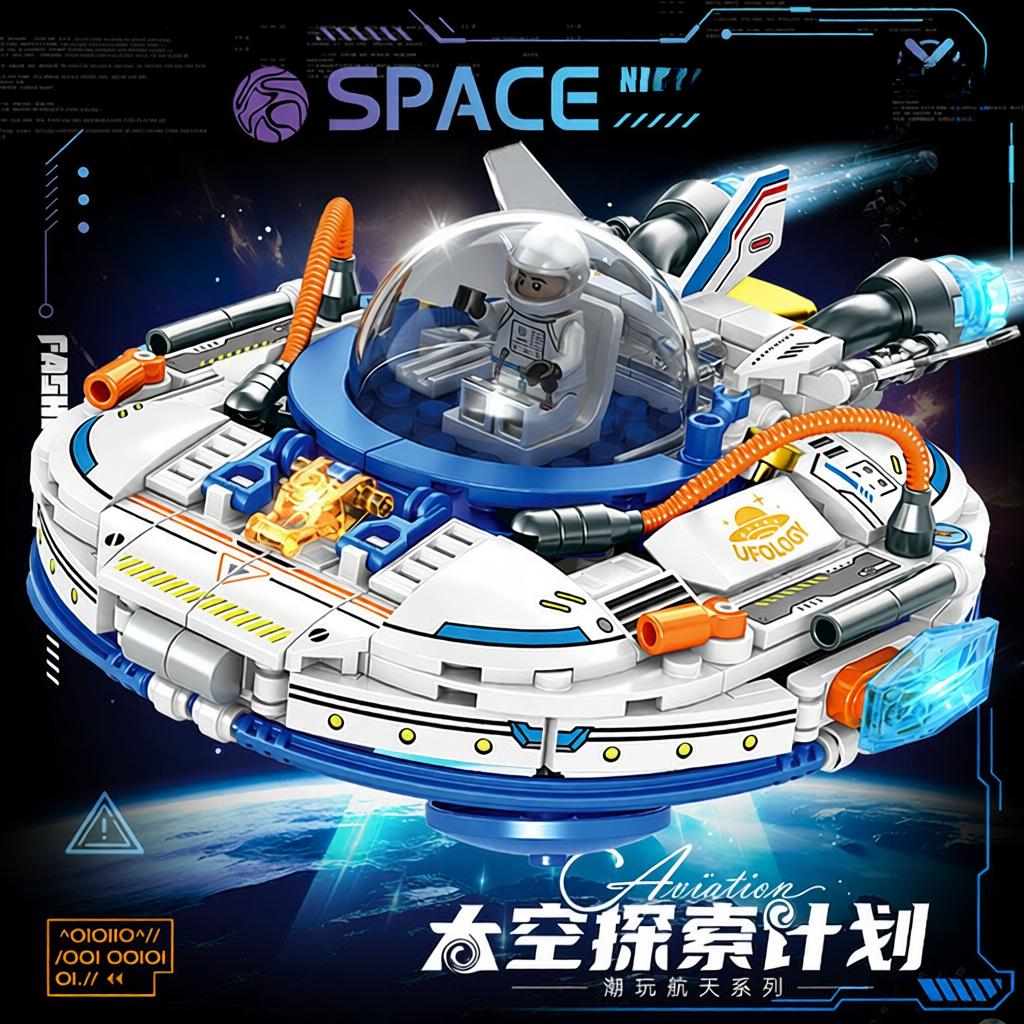 明迪2241太空探索星际飞碟航天飞船组装模型男孩拼装积木玩具礼物