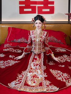 丝绒秀禾服新娘2025新款 结婚礼服敬酒服重工秀和服显瘦出阁服 中式