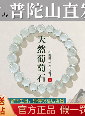 普陀山文创集天然葡萄石手串玉石招财旺运冰种补木绿水晶手链礼物