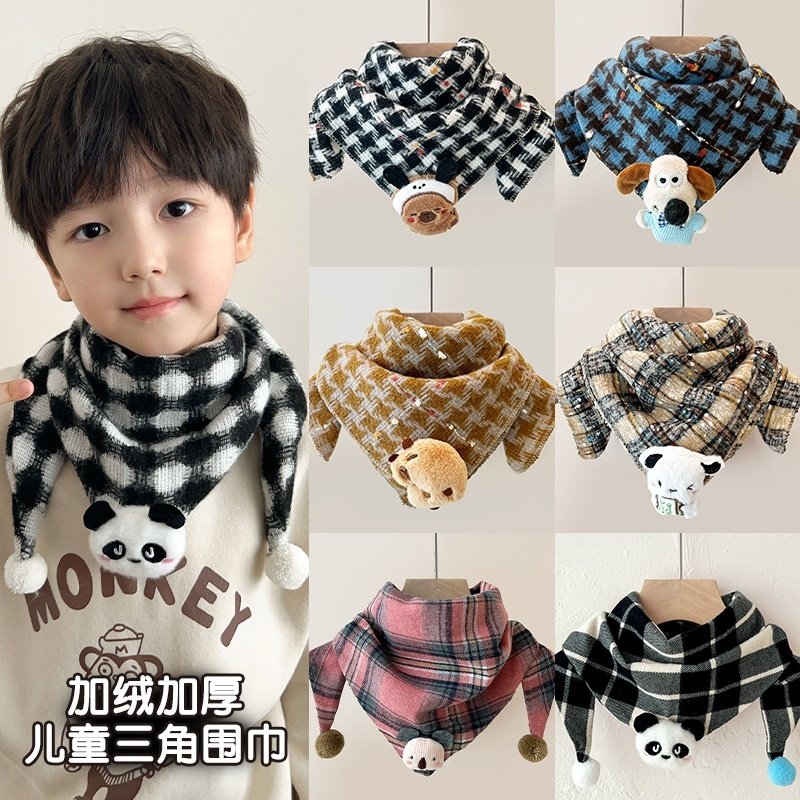 儿童围巾秋冬款防风保暖婴儿宝宝围脖丝巾护颈男童女童三角巾披肩