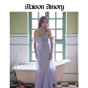 珠光淡蓝及地礼服裙MaisonAmory 天才美人 Rin