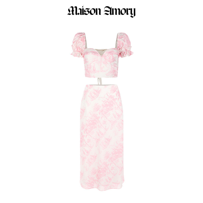 Maison白底露营印花迷笛半身裙