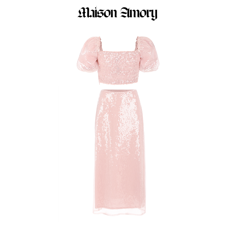 MaisonAmory粉色迷笛半身裙