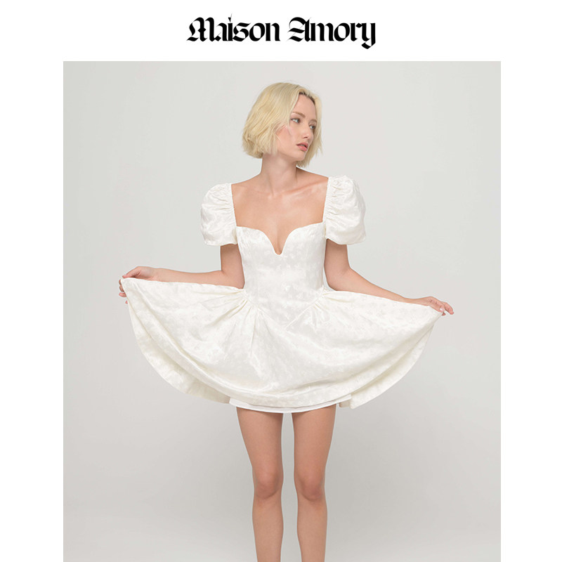 MaisonAmory宫廷风短袖迷你裙