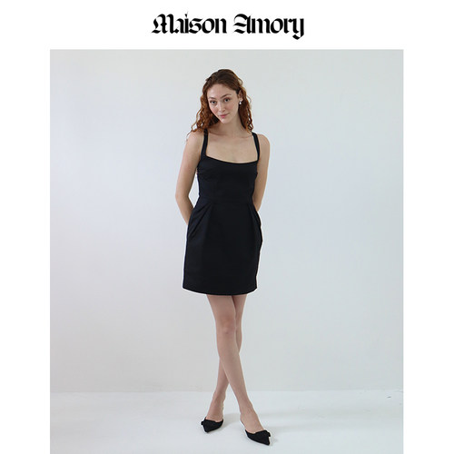 MaisonAmory黑色迷你连衣裙