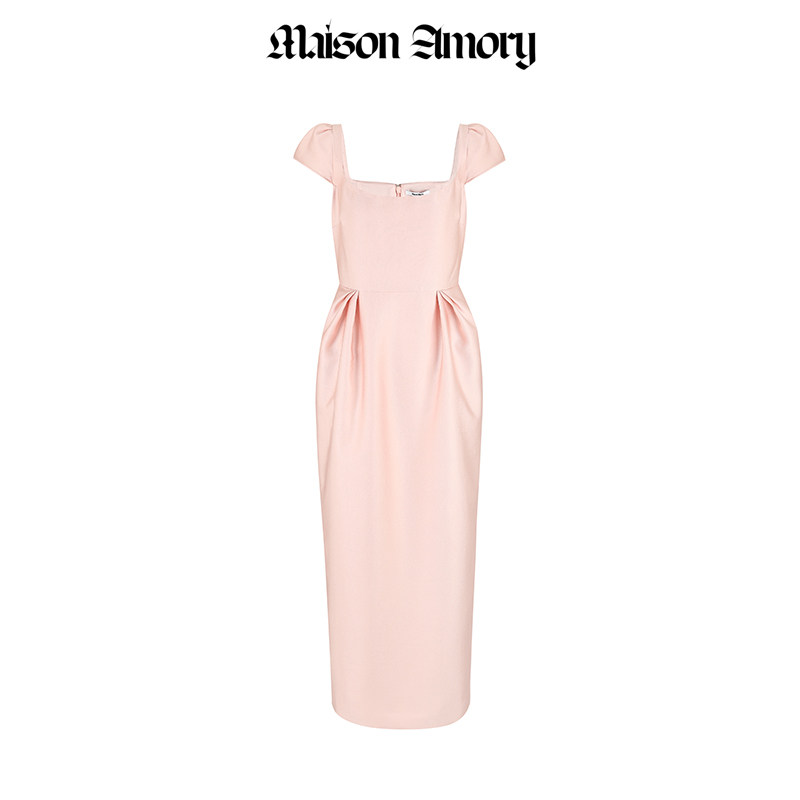 贝尔蒙特·灰粉色及踝连衣裙Bellmont Dress Maison Amory