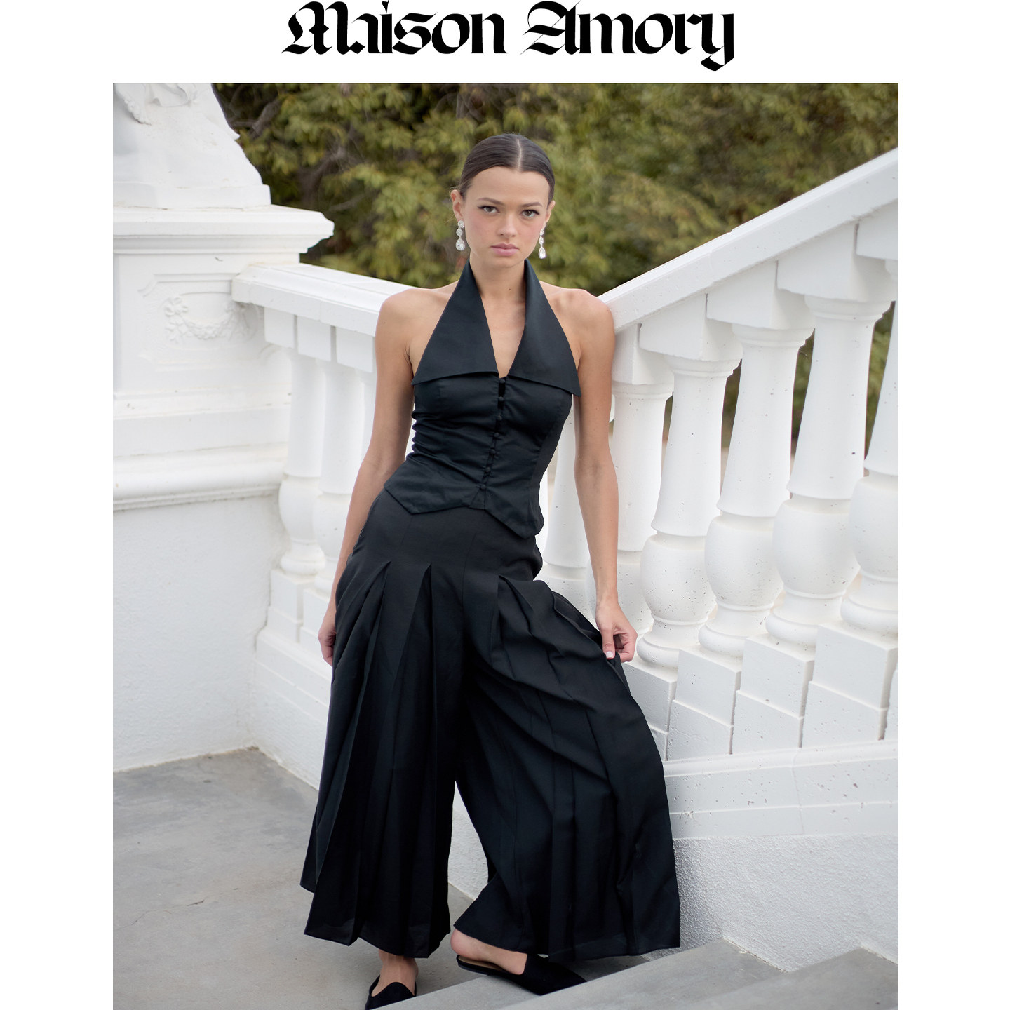 复古慵懒度假穿搭垂坠显瘦阔腿裤