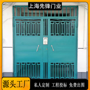 上海小区入户单元门 楼宇电控对讲门 进户楼道门方管铁门工程单门
