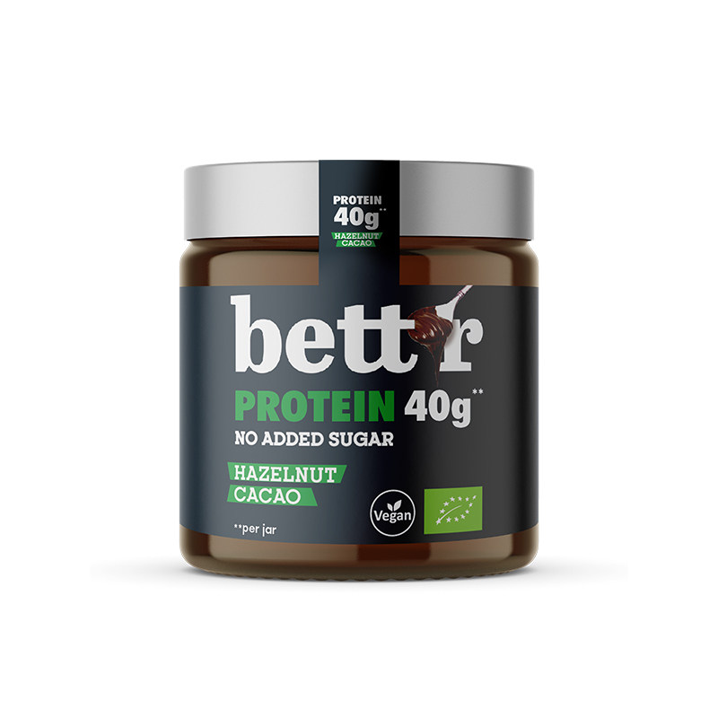bett'r欧洲进口有机高蛋白榛子巧克力酱健身增肌面包酱抗饿饱腹