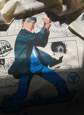 日系动漫幽游白书Yu Yu Hakusho浦饭幽助T恤短袖复古二次元上衣