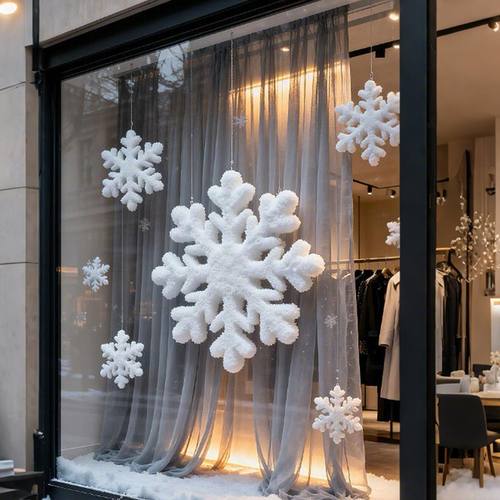 圣诞雪花装饰挂件服装店咖啡厅圣诞节氛围感拍照布置创意玻璃门挂