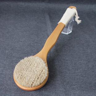 热销长柄实木白马鬃毛沐浴刷软毛 洗澡刷搓背按摩刷干刷身体刷子