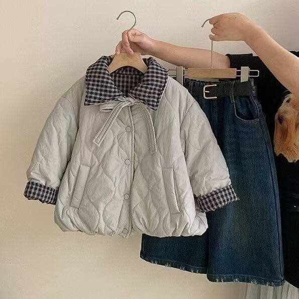 女童保暖棉服2025新款儿童时尚两面穿夹棉冬季外套小女孩百搭上衣