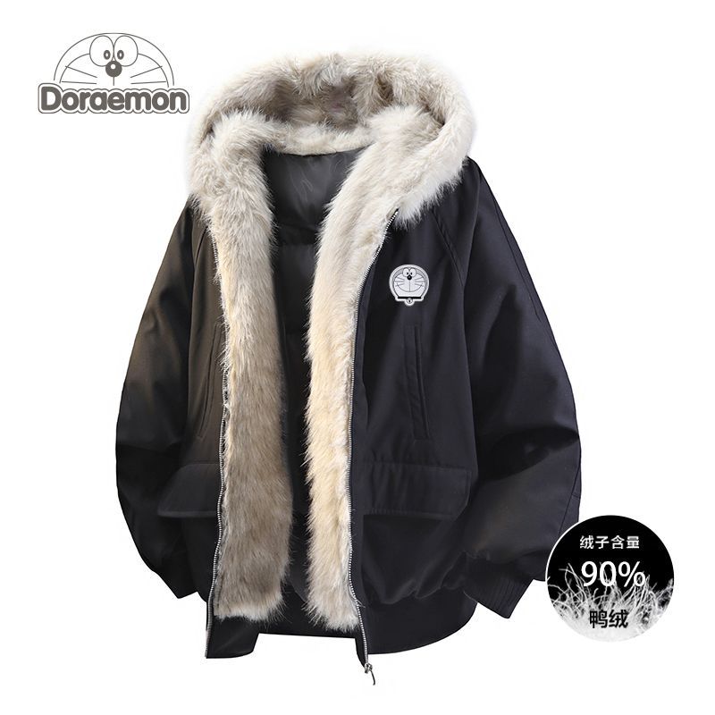 哆啦A梦90羽绒服男冬季保暖防寒休闲加厚连