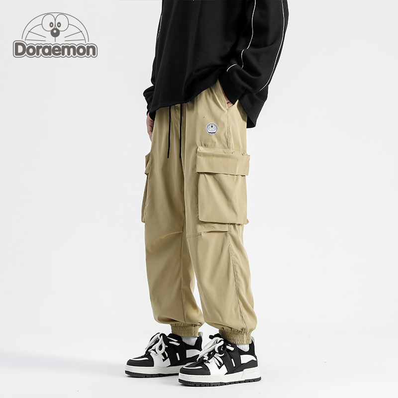 DORAEMON/哆啦A梦美式口袋工装裤男春秋夏季宽松耐磨束脚休闲长裤