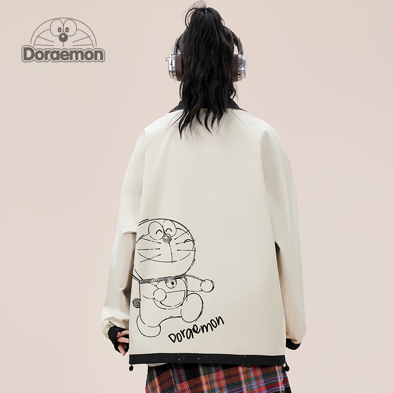 DORAEMON/哆啦A梦夹克男双面穿满天星秋冬季2024新款立领防风外套
