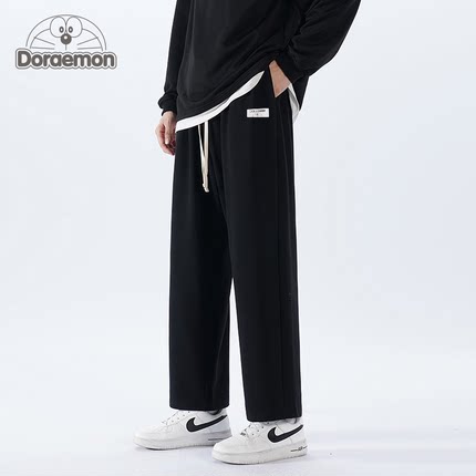 DORAEMON/哆啦A梦裤子男春秋冬季加厚加绒2024新款休闲运动阔腿裤