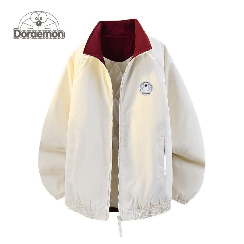 哆啦A梦撞色立领棉服新款冬季2025保暖加厚