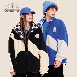 DORAEMON/哆啦A梦双面穿羊羔绒外套男秋冬季新款棉衣加绒加厚棉服