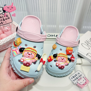 超火女孩洞洞鞋幼儿童凉鞋可下水拖鞋夏天防滑可外穿2025年新款夏