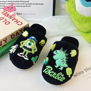 儿童可爱搞怪毛拖鞋男童女童棉拖鞋防滑冬季新款男孩男款女孩女款