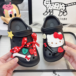 女童卡通猫咪拖鞋2026新款外穿防滑儿童踩屎感洞洞鞋夏季凉拖女孩