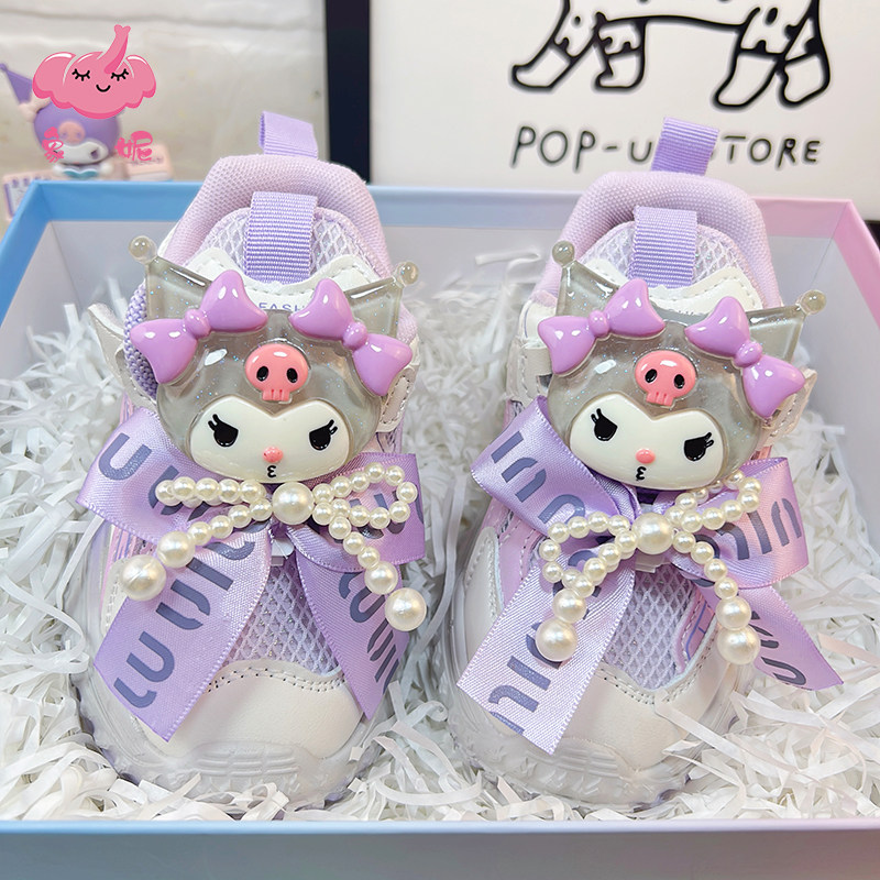 春季女童防滑网面运动鞋休闲时尚